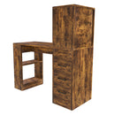 Computer Desk With 4 In 1 Socket & 3 Drawers, 4 Tier Shelves