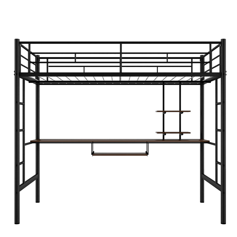Loft Bed with Desk and Shelf , Space Saving Design,Full,Black(OLD SKU:MF199506AAB)