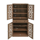 4 Door Cabinet With 1 Drawer, With 4 Adjustable Inner Shelves, Storage Cabinet