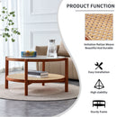 Modern Style Circular Double Layer Tea Table With Rattan Weave