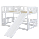 Low Bunk Bed With Slide, Fence And Ladder