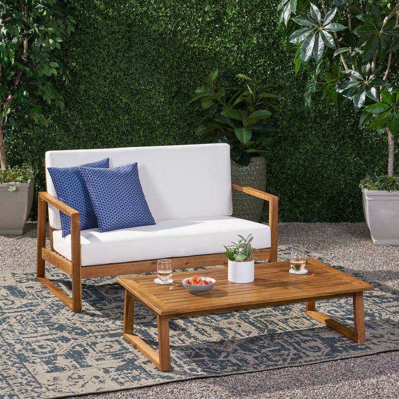 Belgian - Loveseat & Coffee Table Set With Water Resistant Cushions