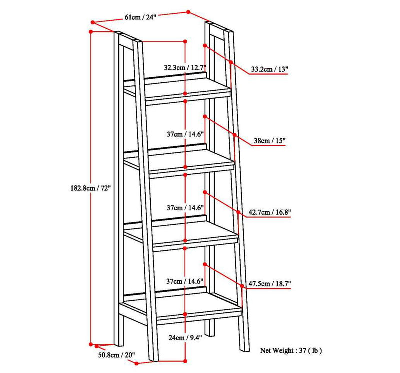 Sawhorse - Ladder Shelf - Dark Chestnut Brown