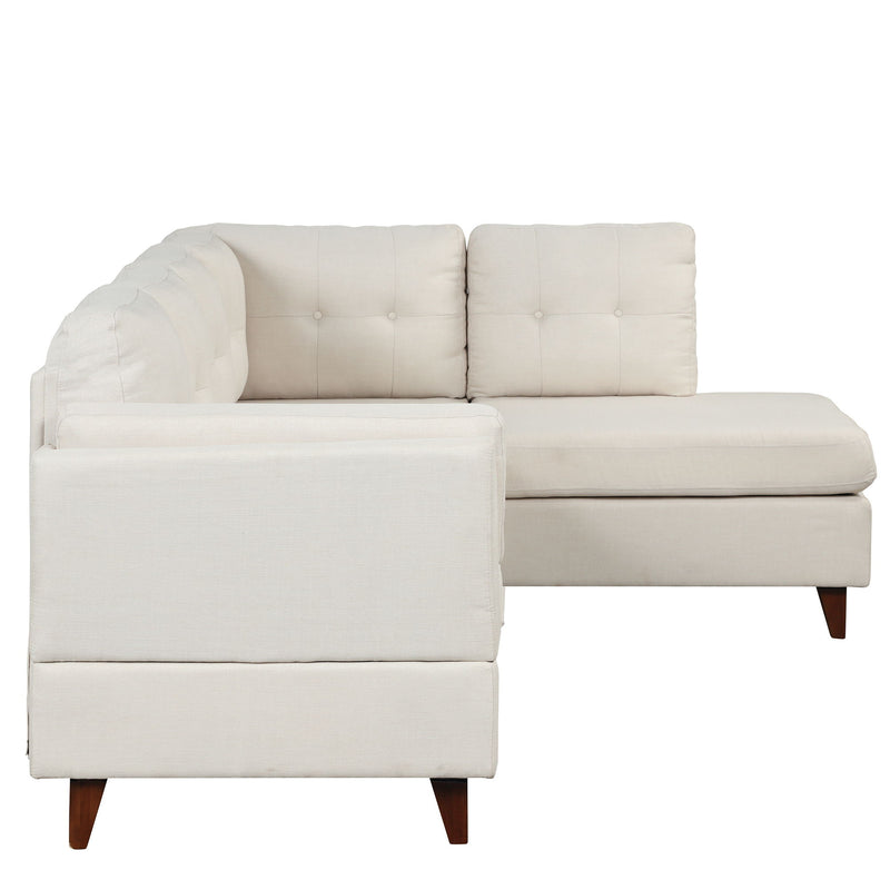 Modern Linen Fabric Sofa, L-Shape Couch With Chaise Lounge, Sectional Sofa With One Lumbar Pad