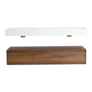 Contemporary Wall Mounted Bathroom Vanity With Dual Resin Sink And Soft Close Drawer