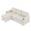 Convertible L Shaped Sofa Couch With Storage, Cup Holders, USB Ports