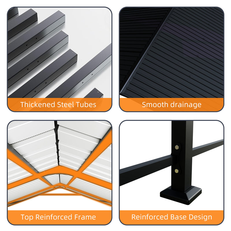 Heavy Duty Carport With Galvanized Roof And Enhanced Base - Anthracite