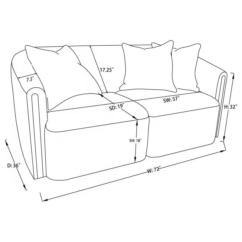 Townsend - Chenille Upholstered Rolled Arm Loveseat - Latte