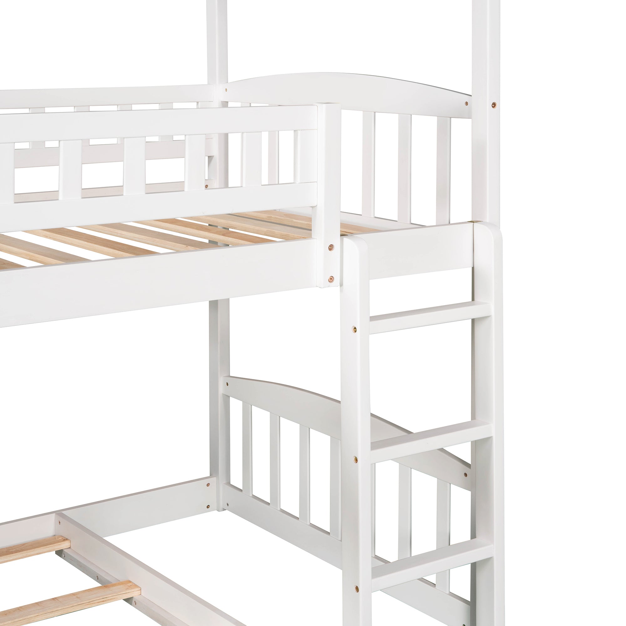 Twin Over Twin Bunk Bed with Two Drawers and Slide, House Bed with Slide, White(OLD SKU :LP000129AAK) - Atlantic Fine Furniture Melbourne FL