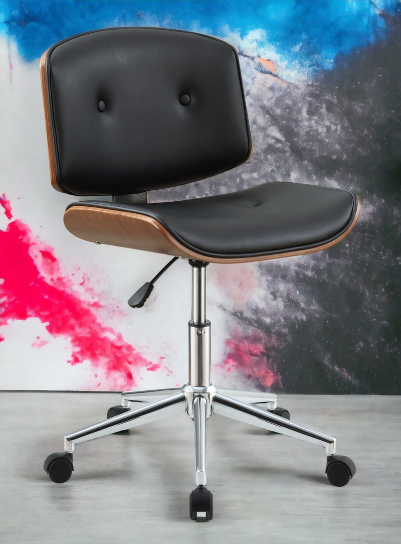 Camila - Synthetic Leather Office Chair - Black