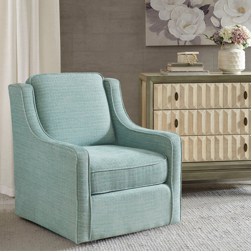 Swivel Chair With Foam Cushion / Black Metal Swivel - Blue