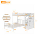 Twin over Full Loft Bed with Staircase,White(OLD SKU:SM000107AAK)