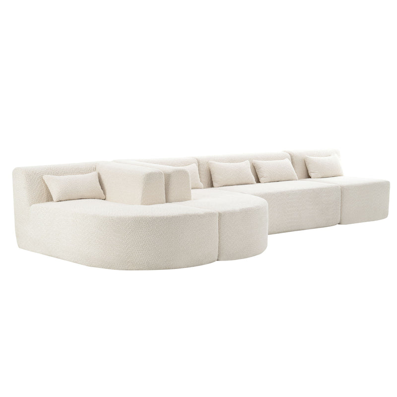 Upholstered Sofa Free Combined Sofa Couch With Two Chaise Lounge And Five Back Pillows For Living Room