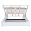 Queen Size Tufted Upholstered Platform Bed  with Storage Headboard and Hydraulic Storage System, Modern PU Storage Bed with Motion Activated Night Lights and USB Charger,White