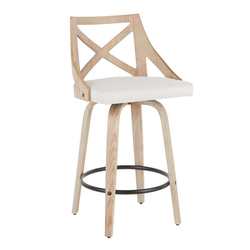 Charlotte - Farmhouse Counter Stool (Set of 2) - White Washed / Cream