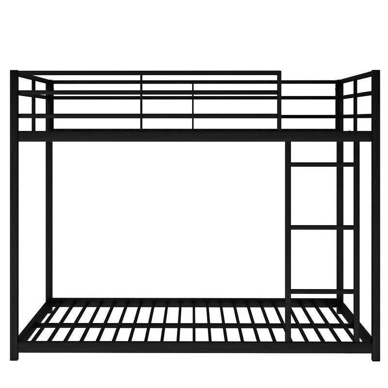 Full over Full Metal Bunk Bed, Low Bunk Bed with Ladder, Black(Old SKU:MF197034AAB)