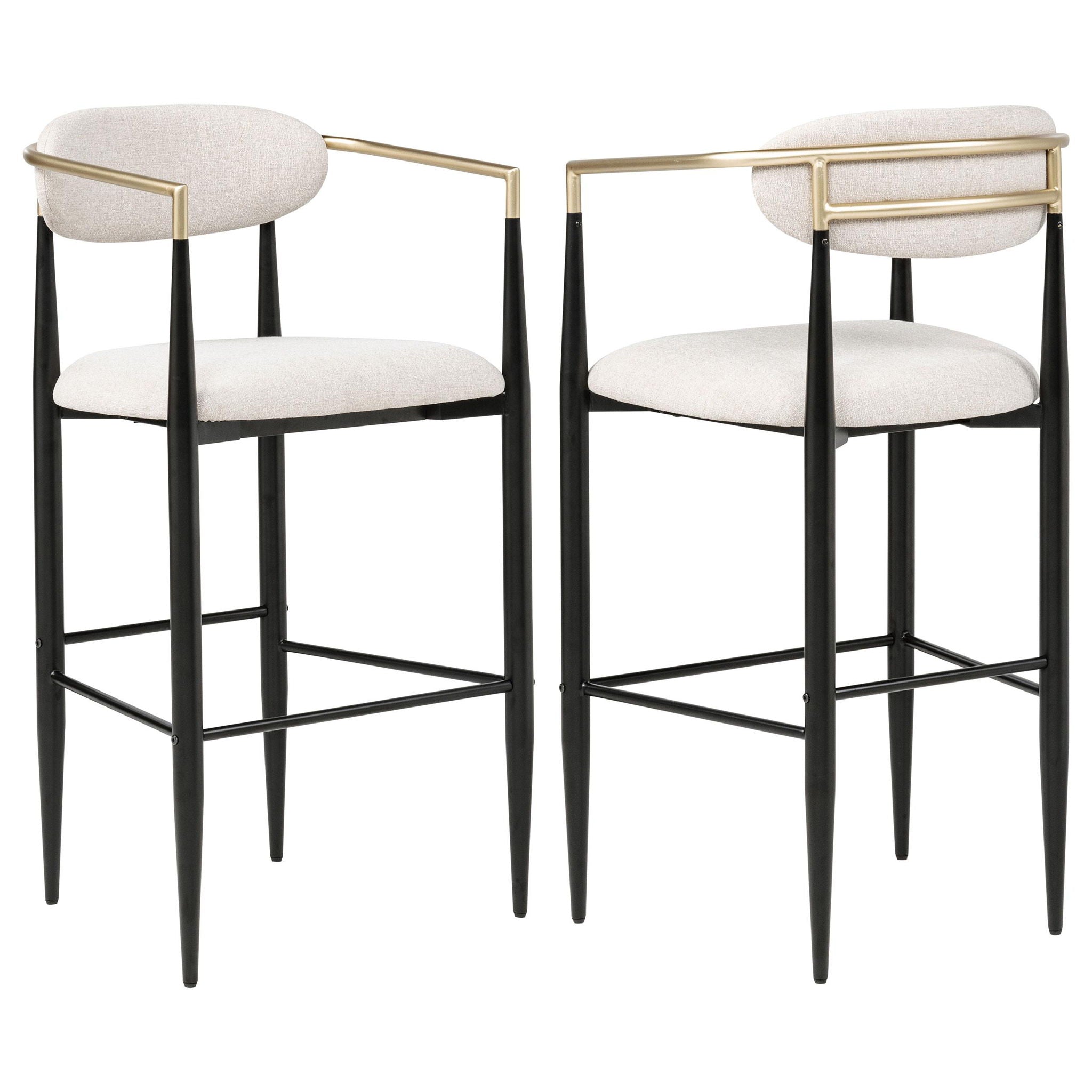 Tina Fabric Upholstered Bar Chair Beige (Set of 2)