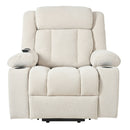 Power Lift Recliner Chair With Extended Footrest, Remote Control, Cup Holders, And Side Pockets