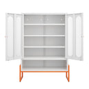 Modern Metal Shoe Cabinet With DoublebSided Mesh Doors And Adjustable Partitions