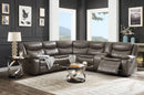 Tavin - Faux Leather Manual Recliner Sectional Sofa With Cupholder Console - Taupe