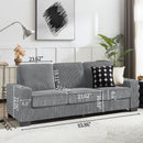 Modern Corduroy Fabric Sofa, 3 Seater Compressed Couch With Cup Holders