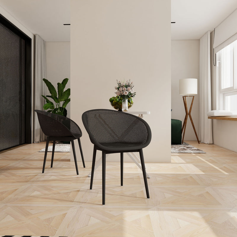 2 Piece Durable Single Chair With Mesh Hollow Out Design