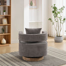 Swivel Accent Open Back Barrel Chair With Weathered Base