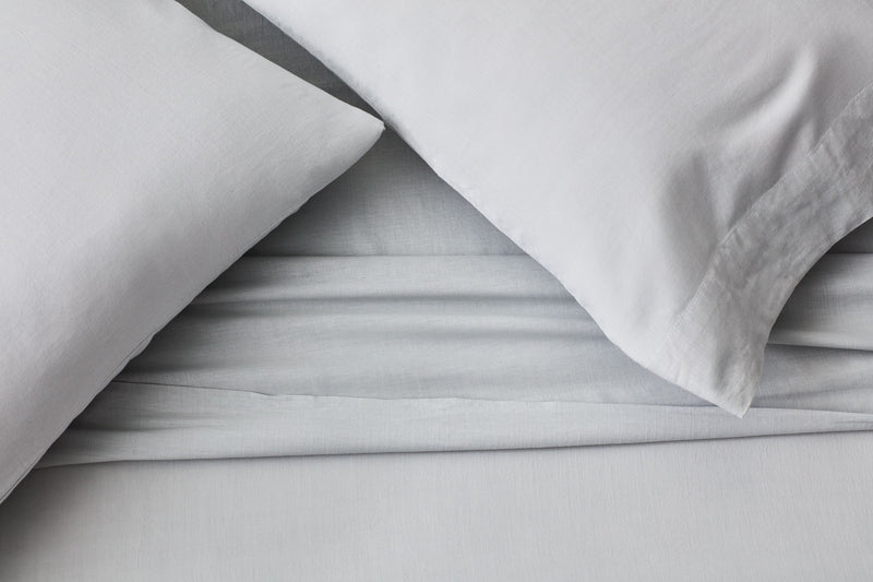 Linen-Weave Cotton California King Sheet Set - Fog