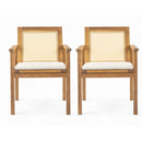 Preston - Outdoor Dining Chair With Cushion (Set of 2) - Teak / Beige