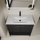 Modern Bathroom Vanity With Ceramic Sink, Freestanding Cabinet, Soft Closing Doors