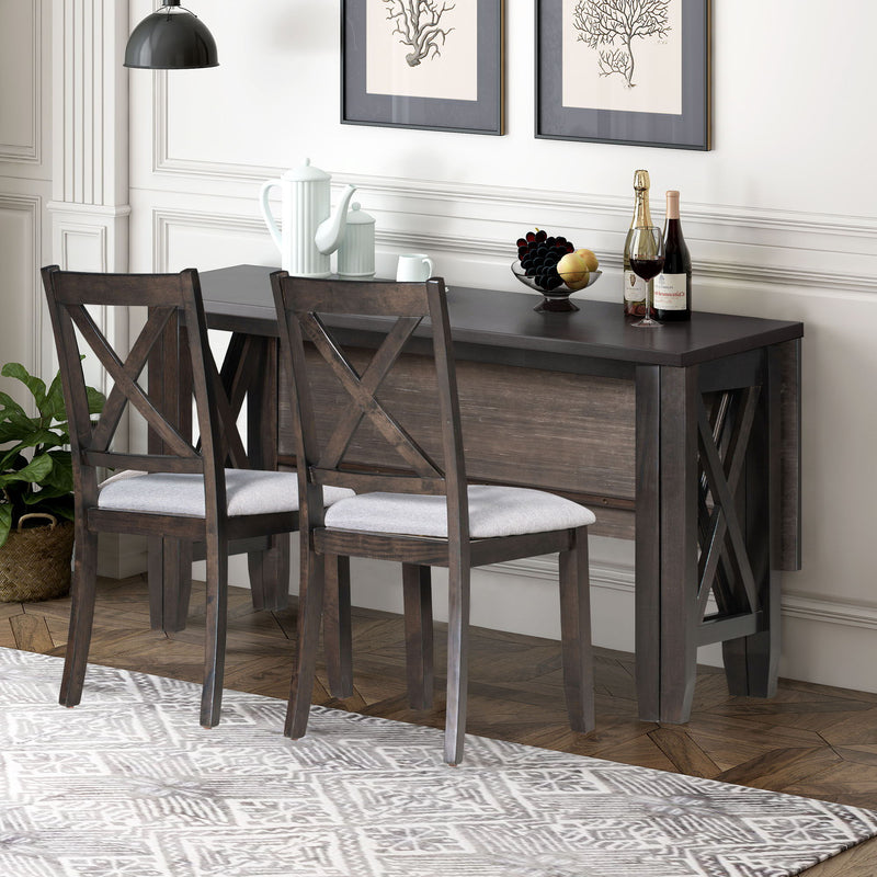 6 Piece Family Dining Room Set, Space Saving Foldable Table And 4 Chairs With Bench