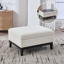 Upholstered Storage Ottoman With Reversible Lid Coffee Table With Rubberwood Legs