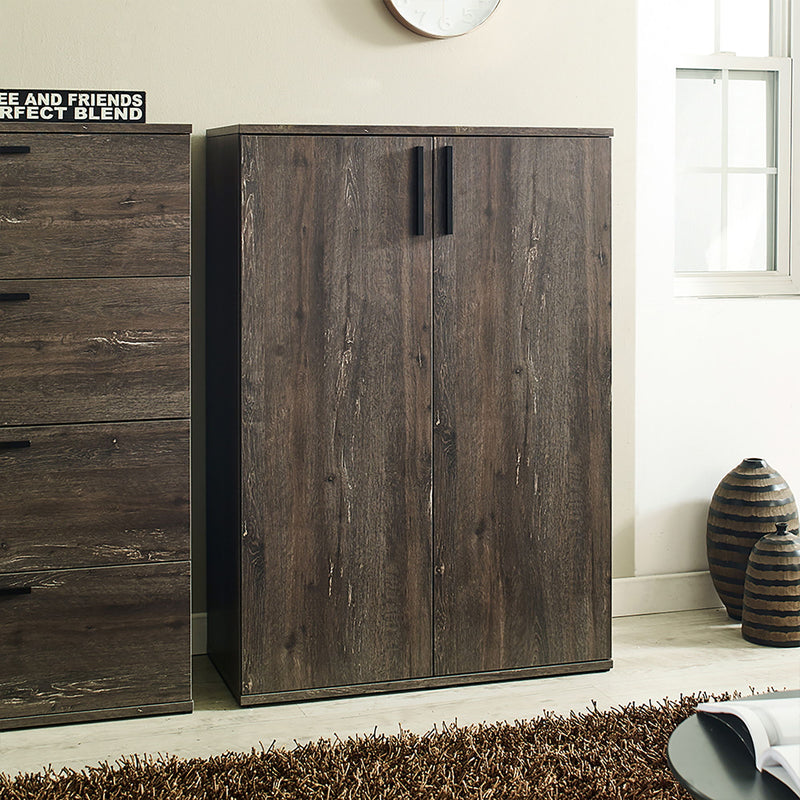 Luka - Farmhouse Rustic Five Shelf Wood Shoe Cabinet - Rustic Gray