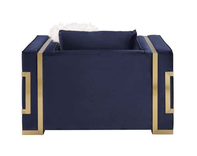 Virrux - Chair - Blue Velvet & Gold Finish - Atlantic Fine Furniture Inc