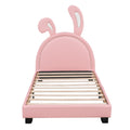 Upholstered Leather Platform Bed With Rabbit Ornament