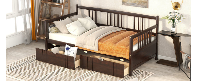 Twin Size Daybed Wood Bed with Two Drawers,Espresso(OLD SKU:LP000057AAP)