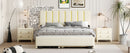 Upholstered Platform Bed With 2 Drawers And 1 Trundle, Classic Strip Headboard Design