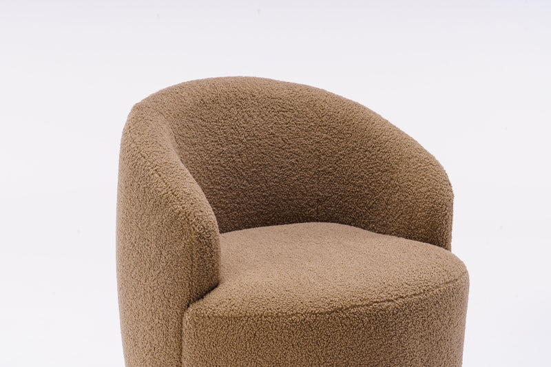 Teddy Fabric Swivel Accent Armchair Barrel Chair With Powder Coating Metal Ring