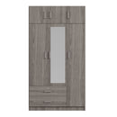 Modern 3 Door Mirror Wardrobe With 2 Drawers And Top Cabinet