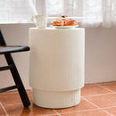 Handmade Side Table With Ribbed Design For Indoor And Outdoor Use - White