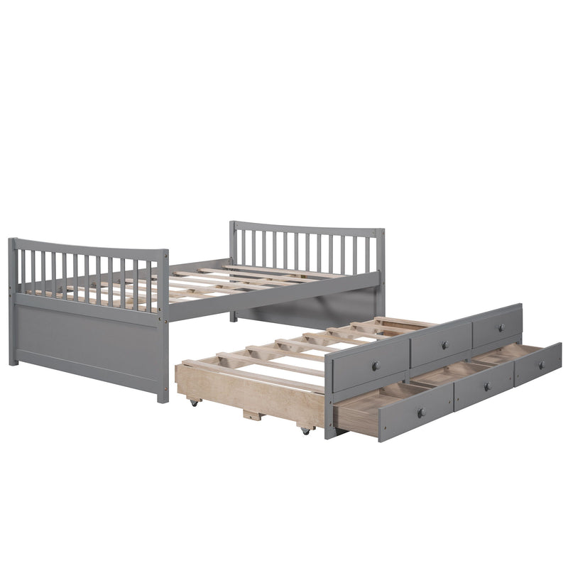 Full Size Daybed With Twin Size Trundle And Drawers, Full Size