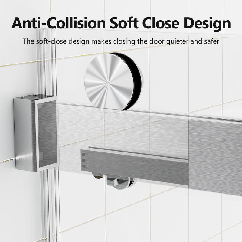 Frameless Double Sliding Soft-Close Shower Door, 3 / 8" (10Mm) Thick SGCC Tempered Glass Door, Matte