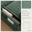 Oversized Chaise Lounge Indoor Rabbit Fur Sofa Bed With Storage Ottoman And Armrests Cup Holders With Deep Seat