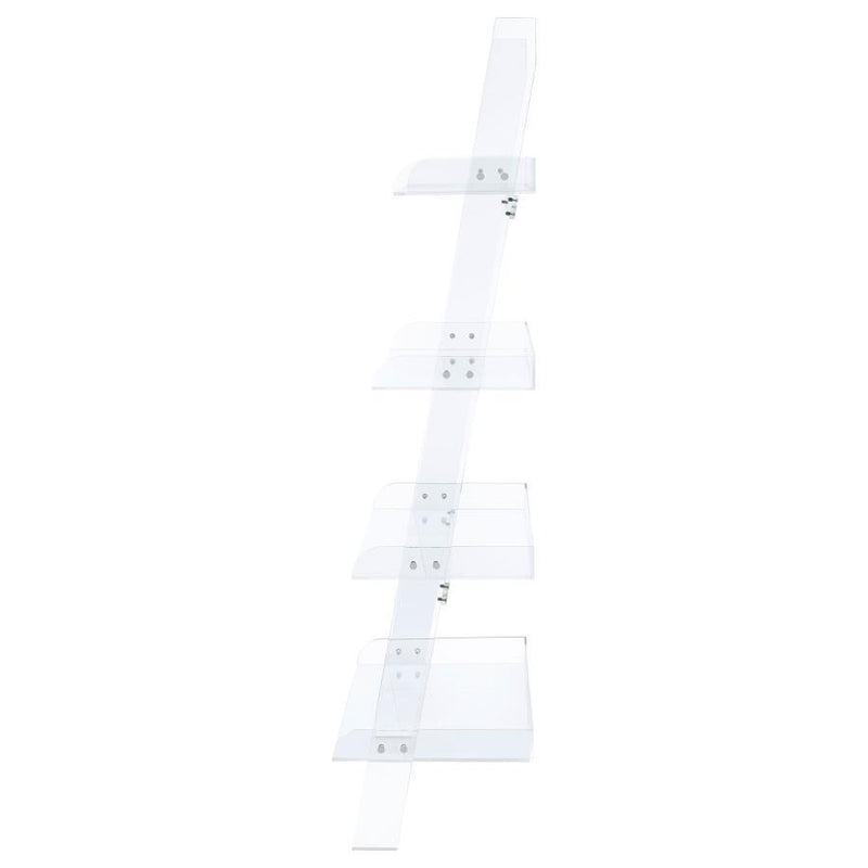 Amaturo - 4-Shelf Ladder Bookcase - Clear