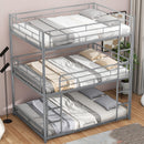 Metal Full Size Triple Bunk Bed, Silver