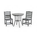 3 Piece Outdoor Dining Set, Round Patio Table With 2 Armless Chairs