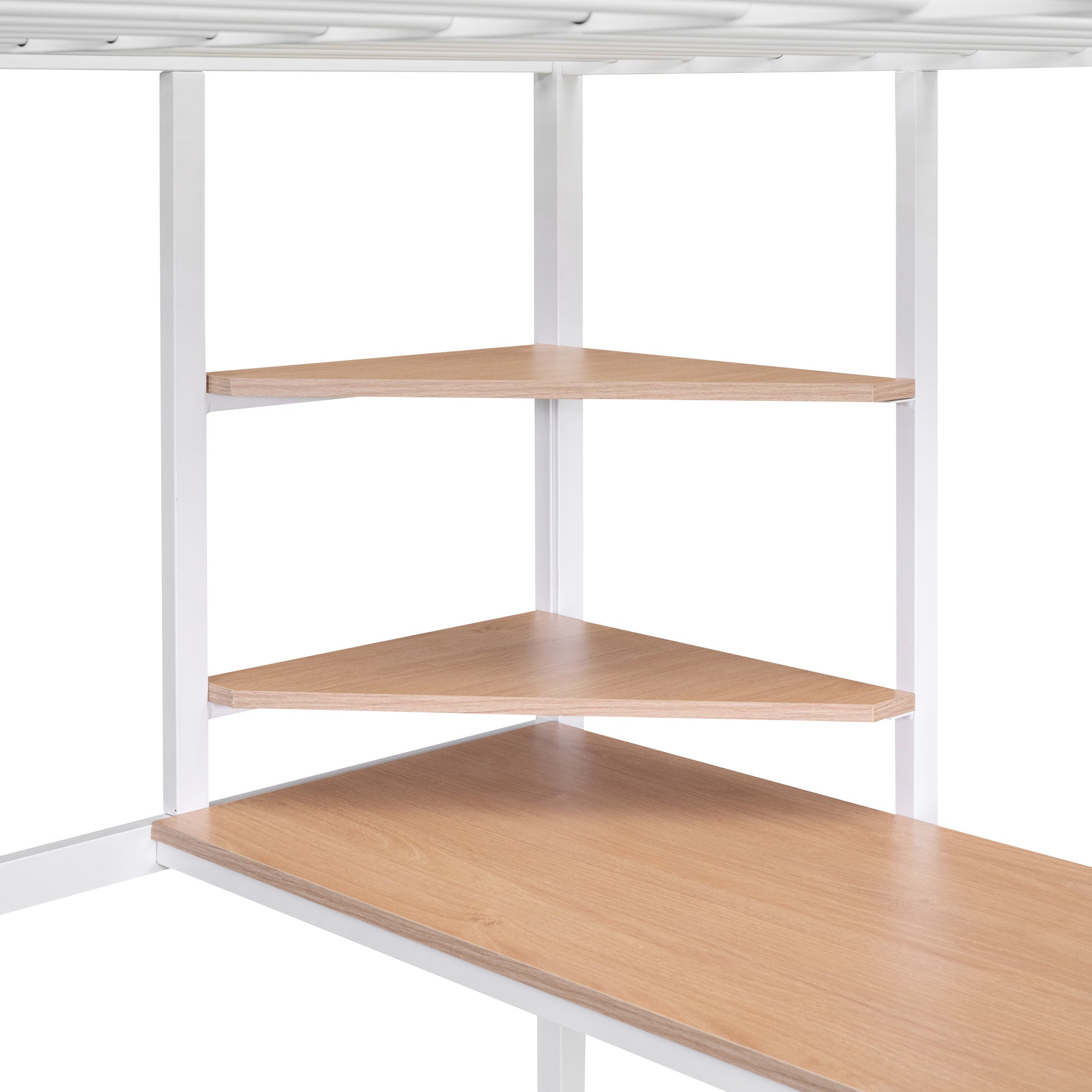 Full Metal Loft Bed with Desk and Shelve, White - Atlantic Fine Furniture Melbourne FL
