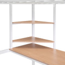 Full Metal Loft Bed with Desk and Shelve, White