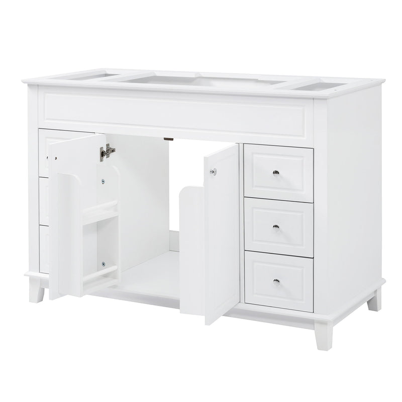 Bathroom Vanity Cabinet Only, 6 Soft Close Drawers & Double Doors With 2 Tier Shelves - White