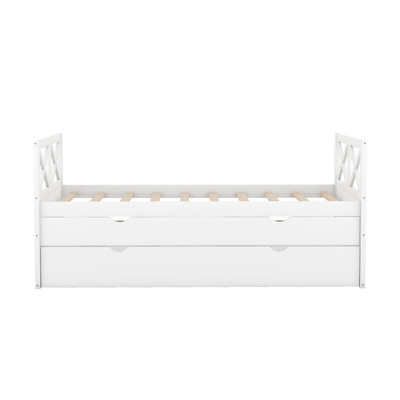 Multi-Functional Daybed with Drawers and Trundle, White